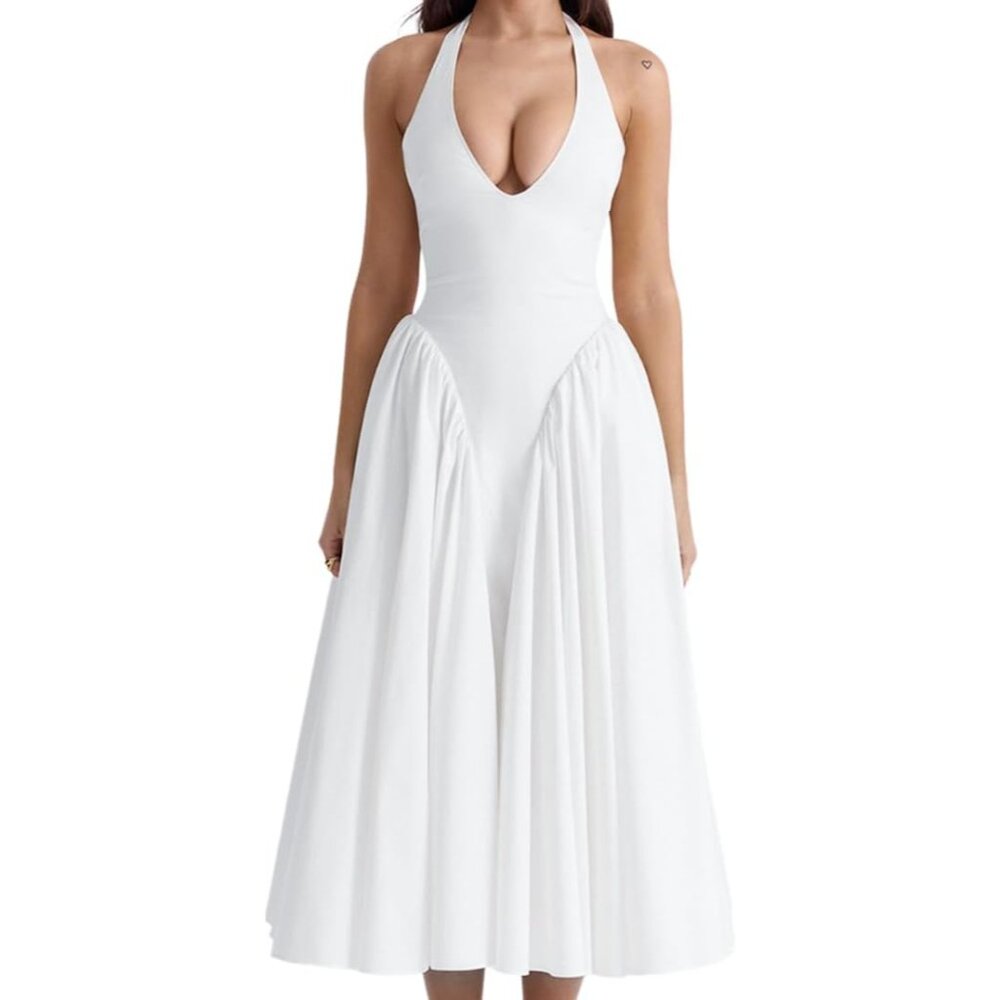 Women's Sleeveless Summer Dress Polyster Maxi Beach Vacation Party Wear